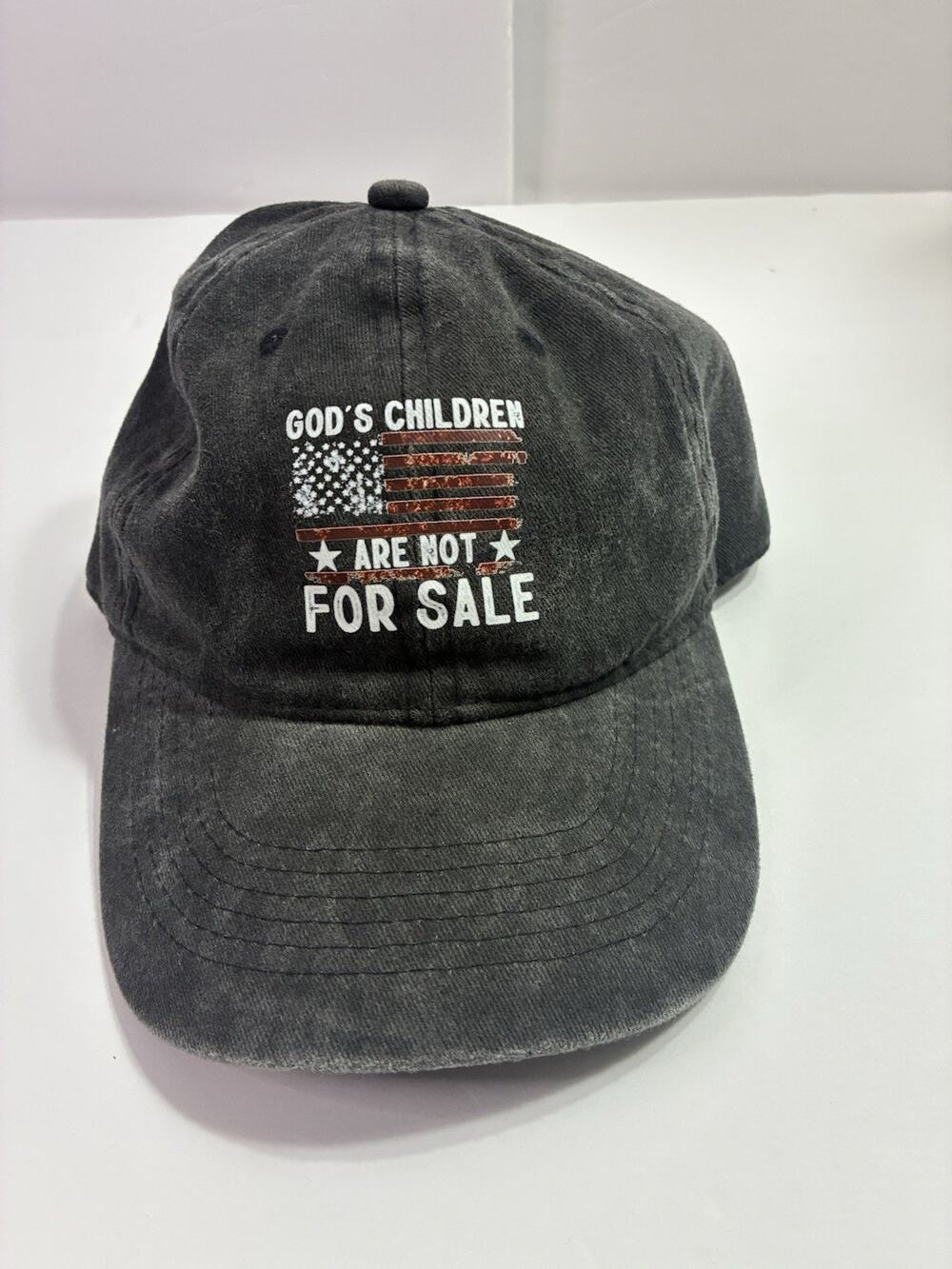 Vintage Style God's Children Are Not For Sale Gray Patriotic Dad Hat Cap